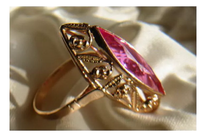 Ruso Soviet rosa 14k 585 oro Alejandrita Rubí Esmeralda Zafiro Zircón anillo vrc036