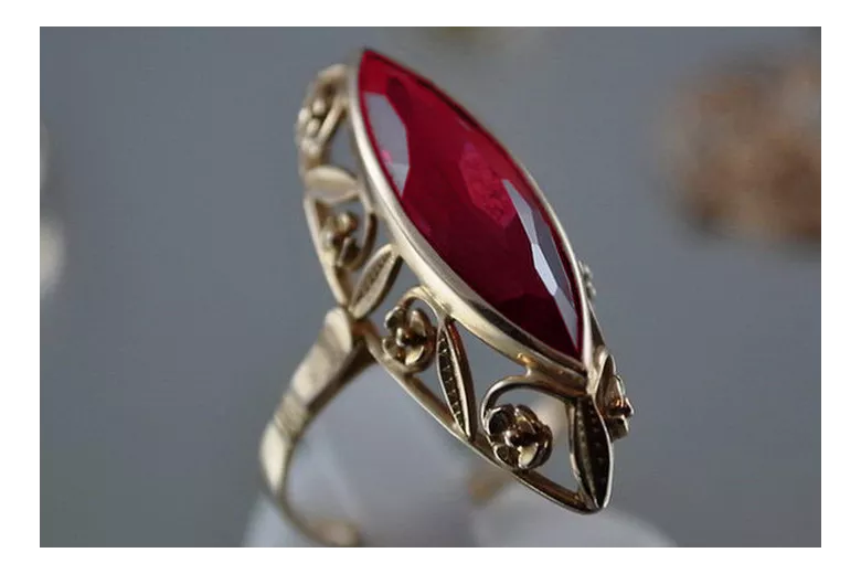 Руска съветска роза 14k 585 злато Александрит Рубин Изумруд Сапфир Циркон пръстен vrc036