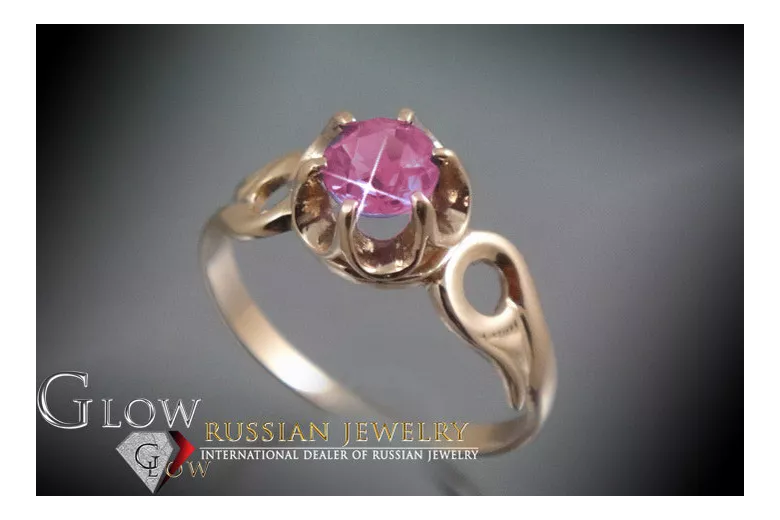 Radziecki 14k 585 złoty Rosyjski pierścionek z różowego złota z Aleksandrytem Rubinem Szafirem Szmaragdem Cyrkonią vrc037