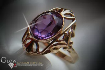 Inelul sovietic rusesc de aur roz 14K Alexandrite Ruby Emerald Safir Zircon 585 vrc044