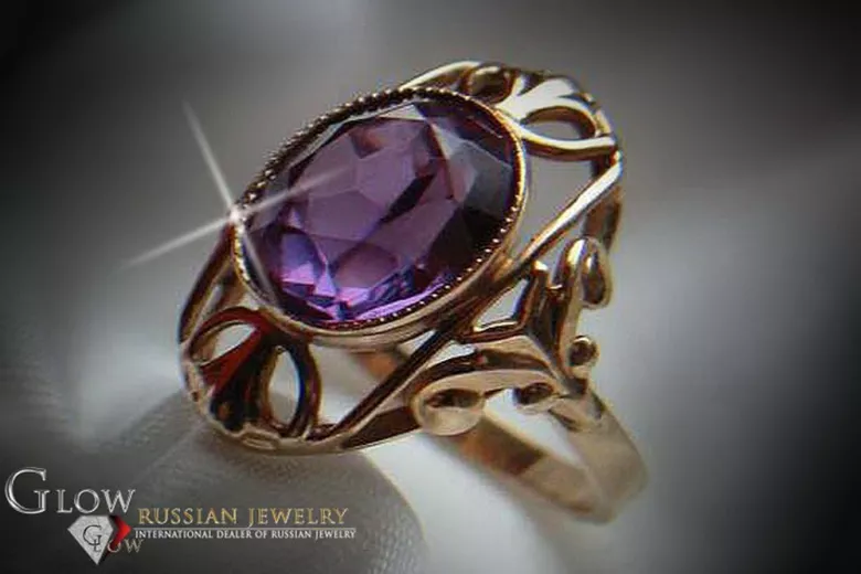 Russian Soviet rose 14k 585 gold Alexandrite Ruby Emerald Sapphire Zircon ring  vrc044