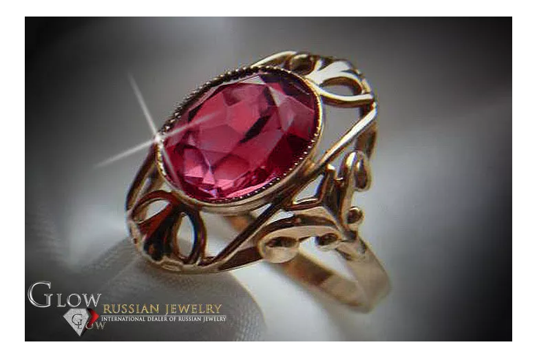 Russisch Sowjetrosa 14 Karat 585 Gold Alexandrit Rubin Smaragd Saphir Zirkon Ring vrc044