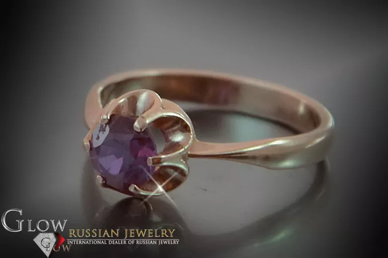 Radziecki 14k 585 złoty Rosyjski pierścionek z różowego złota z Aleksandrytem Rubinem Szafirem Szmaragdem Cyrkonią vrc049