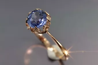 Russian Soviet rose 14k 585 gold Alexandrite Ruby Emerald Sapphire Zircon ring  vrc051