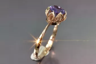 Russian Soviet rose 14k 585 gold Alexandrite Ruby Emerald Sapphire Zircon ring  vrc051