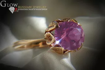Vintage Rose Gold Ring 14K Alexandrite Ruby Emerald Sapphire Zircon 585 vrc051