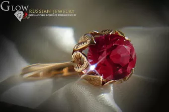 Vintage Rose Gold Ring 14K Alexandrite Ruby Emerald Sapphire Zircon 585 vrc051