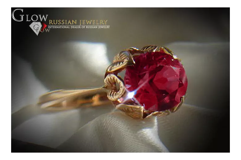 Russisch Sowjetrosa 14 Karat 585 Gold Alexandrit Rubin Smaragd Saphir Zirkon Ring vrc051