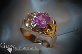 Vintage Rose Gold Ring 14K Alexandrite Ruby Emerald Sapphire Zircon 585 vrc054