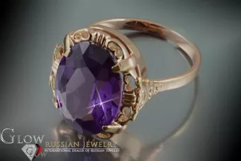 Vintage Rose Gold Ring 14K Alexandrite Ruby Emerald Sapphire Zircon 585 vrc056