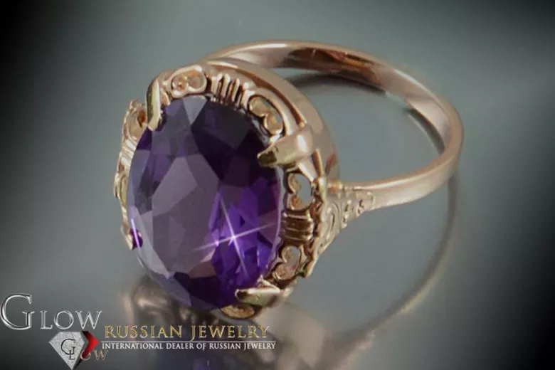 Ruso Soviet rosa 14k 585 oro Alejandrita Rubí Esmeralda Zafiro Zircón anillo vrc056