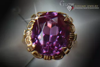 Sovietinis 14k 585 aukso rusiško rožinio aukso žiedas su Aleksandrito rubino safyro smaragdo kubinis cirkonis vrc056