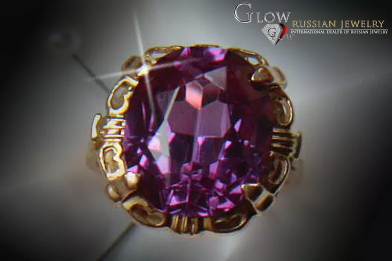 Radziecki 14k 585 złoty Rosyjski pierścionek z różowego złota z Aleksandrytem Rubinem Szafirem Szmaragdem Cyrkonią vrc056