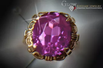 Russisch Sowjetrosa 14 Karat 585 Gold Alexandrit Rubin Smaragd Saphir Zirkon Ring vrc056