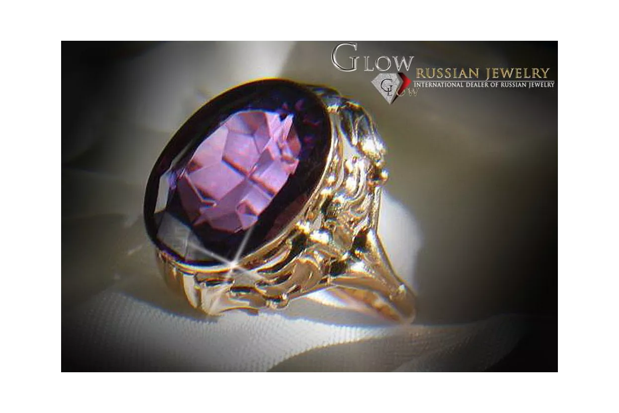 Ruso Soviet rosa 14k 585 oro Alejandrita Rubí Esmeralda Zafiro Zircón anillo vrc061