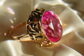 Ruso Soviet rosa 14k 585 oro Alejandrita Rubí Esmeralda Zafiro Zircón anillo vrc061
