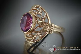 Руски съветски пръстен от розово злато 14K александрит рубин изумруден сапфир циркон 585 vrc065