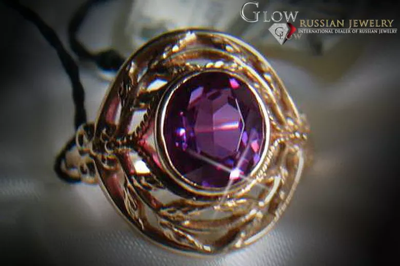Ruso Soviet rosa 14k 585 oro Alejandrita Rubí Esmeralda Zafiro Zircón anillo vrc065