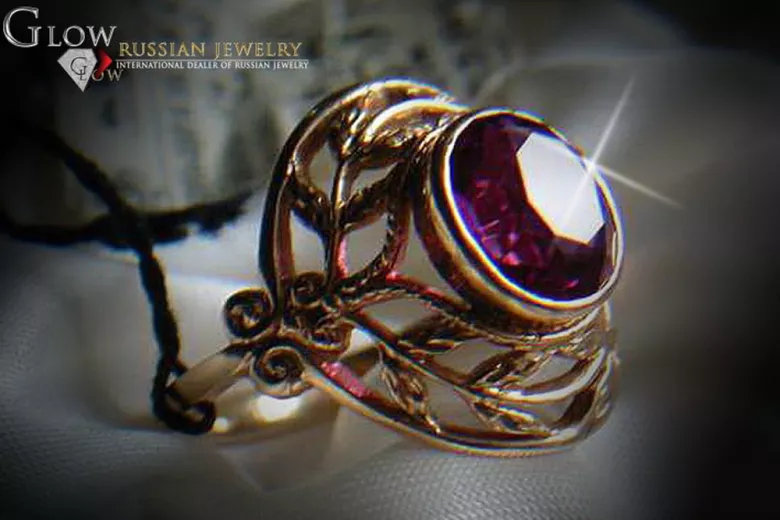 Russisch Sowjetrosa 14 Karat 585 Gold Alexandrit Rubin Smaragd Saphir Zirkon Ring vrc065