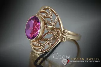 Руски съветски пръстен от розово злато 14K александрит рубин изумруден сапфир циркон 585 vrc065
