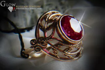 Vintage Rose Gold Ring 14K Alexandrite Ruby Emerald Sapphire Zircon 585 vrc065