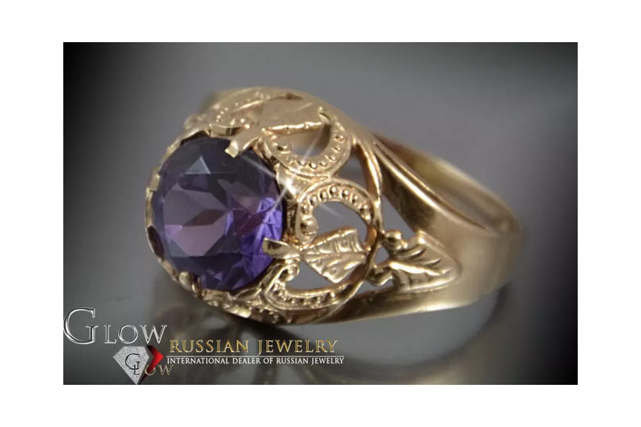 Ruso Soviet rosa 14k 585 oro Alejandrita Rubí Esmeralda Zafiro Zircón anillo vrc080