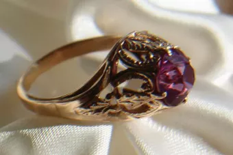 Vintage Rose Gold Ring 14K Alexandrite Ruby Emerald Sapphire Zircon 585 vrc080