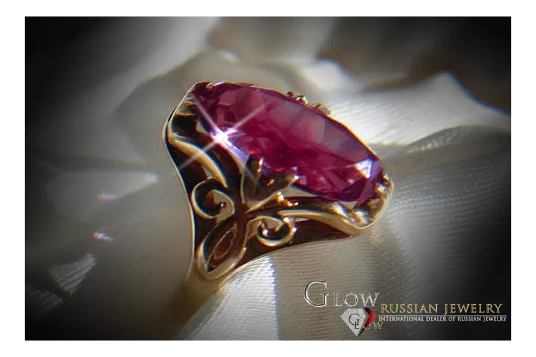 Russian Soviet rose 14k 585 gold Alexandrite Ruby Emerald Sapphire Zircon ring  vrc082