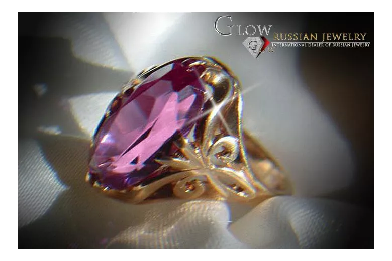 Russian Soviet rose 14k 585 gold Alexandrite Ruby Emerald Sapphire Zircon ring  vrc082