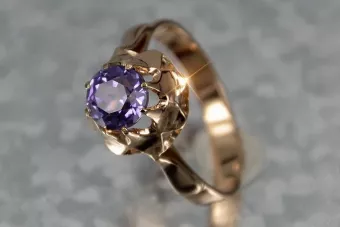 Руски съветски пръстен от розово злато 14K Александрит Рубин Изумруден сапфир Циркон 585 vrc083