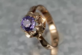 Russian Soviet rose 14k 585 gold Alexandrite Ruby Emerald Sapphire Zircon ring  vrc083