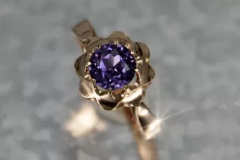 Russian Soviet rose 14k 585 gold Alexandrite Ruby Emerald Sapphire Zircon ring  vrc083