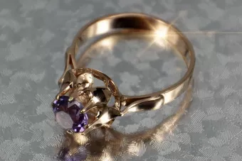 Russisch Sowjetrosa 14 Karat 585 Gold Alexandrit Rubin Smaragd Saphir Zirkon Ring vrc083
