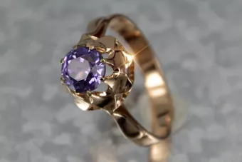 Russisch Sowjetrosa 14 Karat 585 Gold Alexandrit Rubin Smaragd Saphir Zirkon Ring vrc083