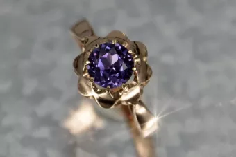 Russian Soviet rose 14k 585 gold Alexandrite Ruby Emerald Sapphire Zircon ring  vrc083