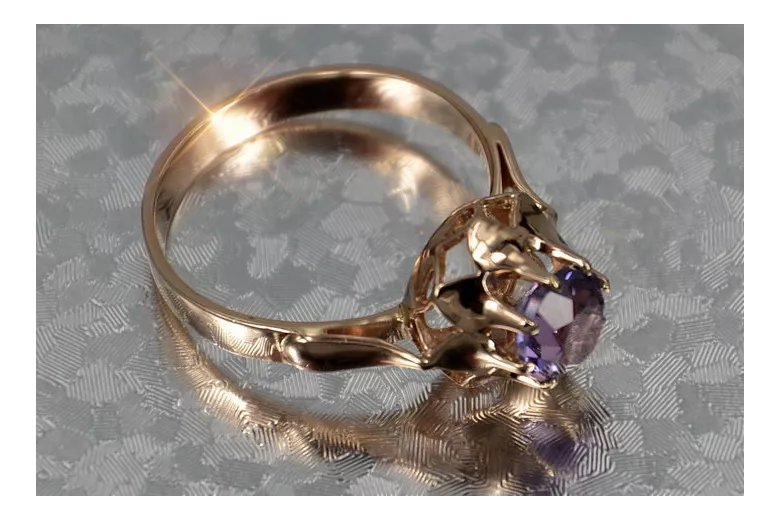 Russisch Sowjetrosa 14 Karat 585 Gold Alexandrit Rubin Smaragd Saphir Zirkon Ring vrc083