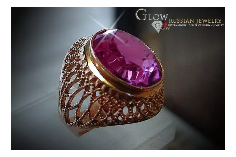 Russian Soviet rose 14k 585 gold Alexandrite Ruby Emerald Sapphire Zircon ring  vrc089