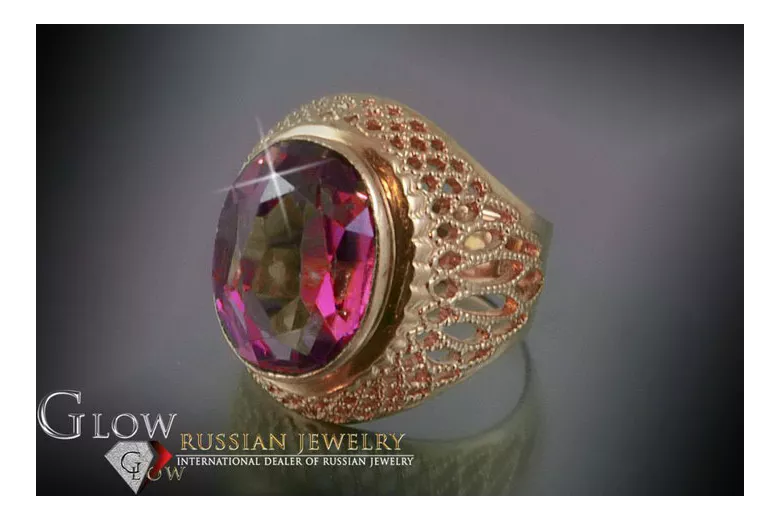 Radziecki 14k 585 złoty Rosyjski pierścionek z różowego złota z Aleksandrytem Rubinem Szafirem Szmaragdem Cyrkonią vrc089