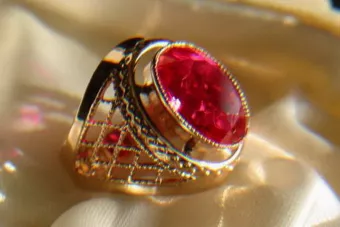 Russisch Sowjetrosa 14 Karat 585 Gold Alexandrit Rubin Smaragd Saphir Zirkon Ring vrc110