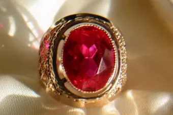 Ruso Soviet rosa 14k 585 oro Alejandrita Rubí Esmeralda Zafiro Zirc anillo vrc110