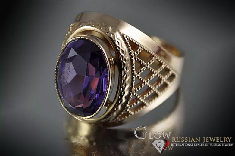 Russisch Sowjetrosa 14 Karat 585 Gold Alexandrit Rubin Smaragd Saphir Zirkon Ring vrc110