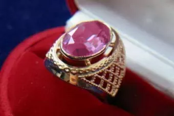 Anillo de oro rosa soviético ruso 14K Alejandrita Rubí Esmeralda Zafiro Zircon 585 vrc110