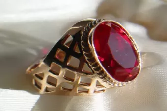 Vintage Rose Gold Ring 14K Alexandrite Ruby Emerald Sapphire Zircon 585 vrc111