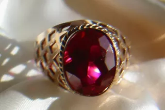 Ruso Soviet rosa 14k 585 oro Alejandrita Rubí Esmeralda Zafiro Zirc anillo vrc111