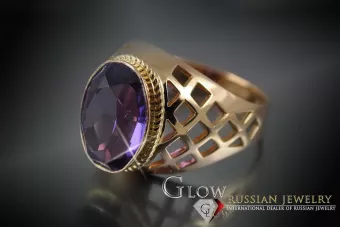 Anillo de oro rosa soviético ruso 14K Alejandrita Rubí Esmeralda Zafiro Zircon 585 vrc111