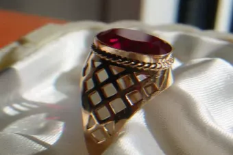 Russian Soviet rose 14k 585 gold Alexandrite Ruby Emerald Sapphire Zircon ring  vrc111
