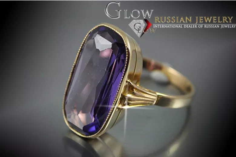 Sovietic rus a crescut 14k 585 aur Alexandrite Ruby Emerald Safir Zircon inel vrc113