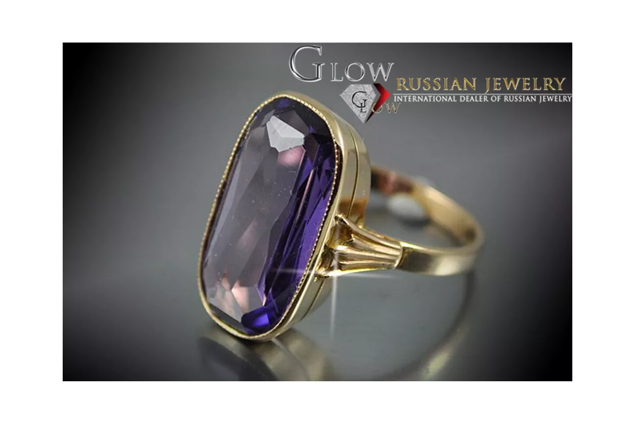 Russisch Sowjetrosa 14 Karat 585 Gold Alexandrit Rubin Smaragd Saphir Zirkon Ring vrc113