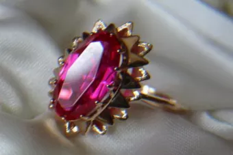 Руски съветски пръстен от розово злато 14K александрит рубин изумруден сапфир циркон 585 vrc115