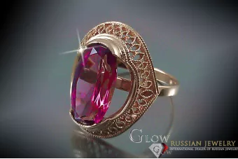 Російське радянське рожеве золоте кільце 14К Олександритовий рубіновий смарагдовий сапфір циркон 585 vrc119
